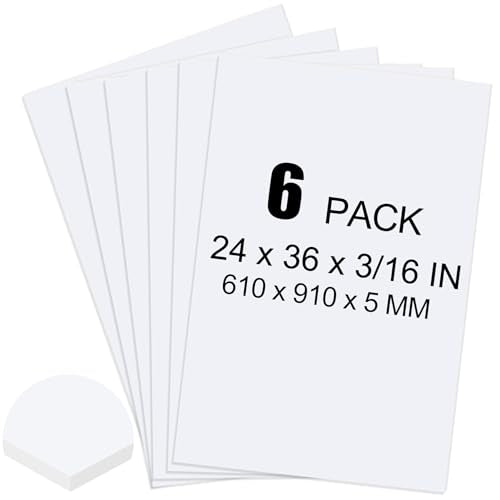 ToLanbbt 6 Pack White Foam Board, 24 x 36 x 3/16" Thick Foam Core Acid Free Poster Foamboard for Art Craft Projects, Painting, Displaying, Signage, Wedding, School - color: White, size: 24x36"-6P