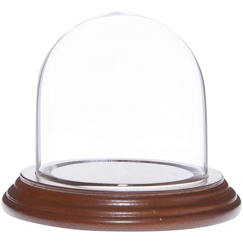 Plymor 3" x 3" Glass Display Dome Cloche (Walnut Veneer Base) - color: Walnut Veneer Base