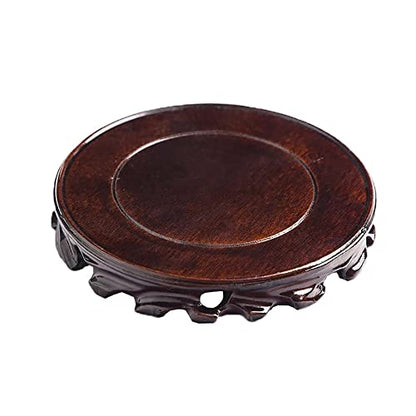 Chinese Wooden Solid Wood Base Rosewood Carved Craft Stand - size: 3.9x3.9x1.0 in