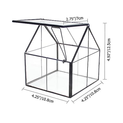 NCYP Glass Terrarium - Mini House Shape Terrarium with Lid, and House Shape Terrarium with Acrylic Lid, for Small Succulent Cacti, Ferns, Home Garden Decor