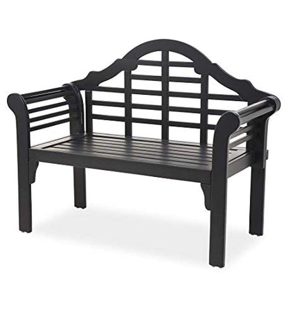Plow & Hearth Weatherproof Lutyens Eucalyptus Wood Garden Bench | Foldable Patio Bench | Outdoor Furniture Seating for Porch Park Deck | Black - color: Black