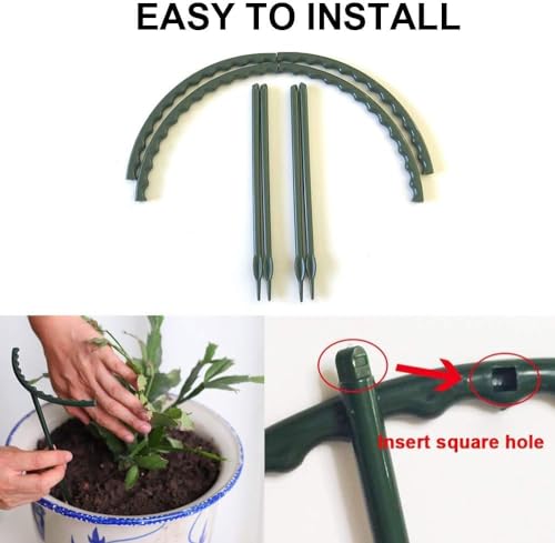 Mwellewm Plant Stakes Small Plant Supports for Indoor Plants Holder Sticks | 20 Pcs Half Round, Plant Rings, Plastic Cage, Short Stem, Flower Pot Climbing Trellis,for House Vegetable Outdoor 5.7x5.9Inch - size: 5.7 x 5.9inch 20Pcs