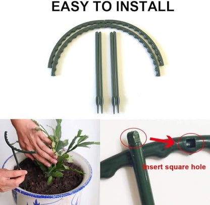 Mwellewm Plant Stakes Small Plant Supports for Indoor Plants Holder Sticks | 20 Pcs Half Round, Plant Rings, Plastic Cage, Short Stem, Flower Pot Climbing Trellis,for House Vegetable Outdoor 5.7x5.9Inch - size: 5.7 x 5.9inch 20Pcs