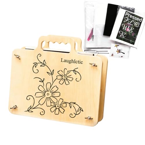 Wooden Flower Press Kit, 10" x 11.8" Large Microwave Flower Press with Drying Plates & Blotting Paper, Complete Craft Set for Pressed Flower Frame Bookmark Making, Gift for Adults Women Nature Lovers