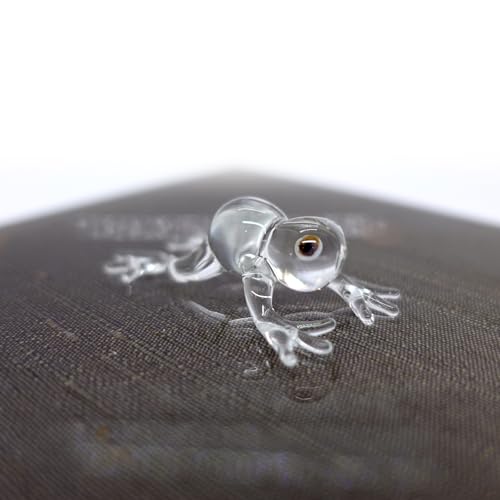 Frog Micro Tiny Figurines Hand Blown Glass Art Reptiles Animals Collectible Gift Home Decor (V2) - color: Clear Jump