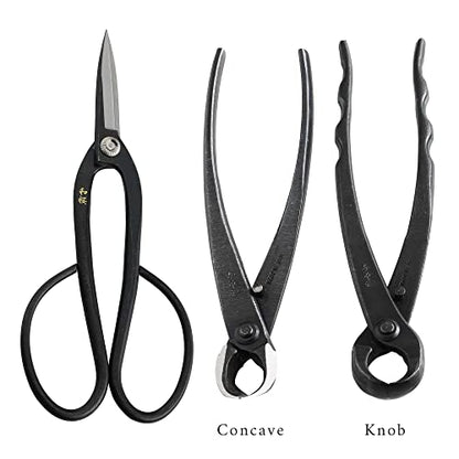 Wazakura Made in Japan 5PCS Bonsai Tool Kit with Roll Bag: Yasugi Steel Ashinaga Bonsai Scissors, Concave Branch Cutter, Knob Cutter, Wire Cutter, Tweezers - 5 Tools Ashinaga Set with Case - style: 5PCS Professional Tool Set (Yasugi Steel Ashinaga Scissor