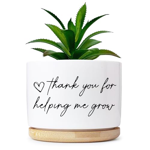 Thanks for Helping Me Grow Funny Plant Pots Thank You Pot Without Plant, Small Succulent Plant Pot Indoor Planter for Women Men Friend Coworker Housewarming Gift (No Plant) - color: Thank You for Helping Me