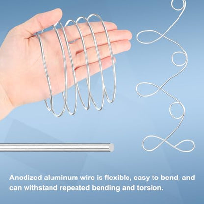 HARFINGTON 2 Roll Bonsai Wire 1mm Each Roll 16.4ft (5m) Anodized Aluminum Bonsai Wire for Gardening Tree Branch Fixing DIY Crafting, Silver - color: Silver, size: 1mm x 16.4 ft