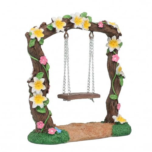 Miniature Fairy Garden Swing, Flower Tree Swing Figurine, Handmade Resin Swing for Micro Landscape Courtyard Garden Outdoor Display Decor, Dollhouse Decorative Mini Furniture (Swing B) - color: Swing B