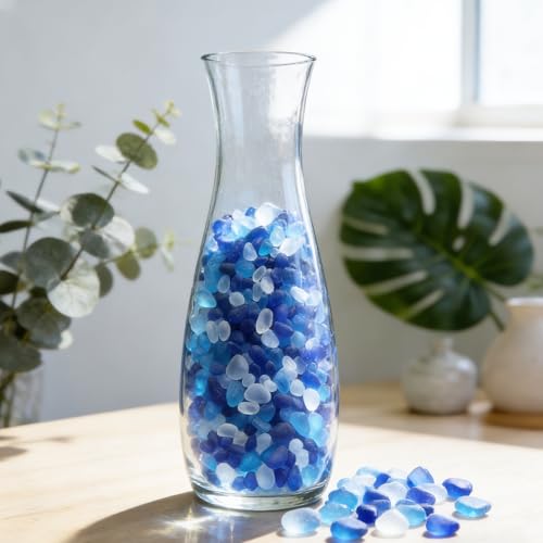 QYGL Sea Glass Stones - 0.55LB Blue Mixed Frosted Glass Pebbles Gemstones - color: Blue Mixed