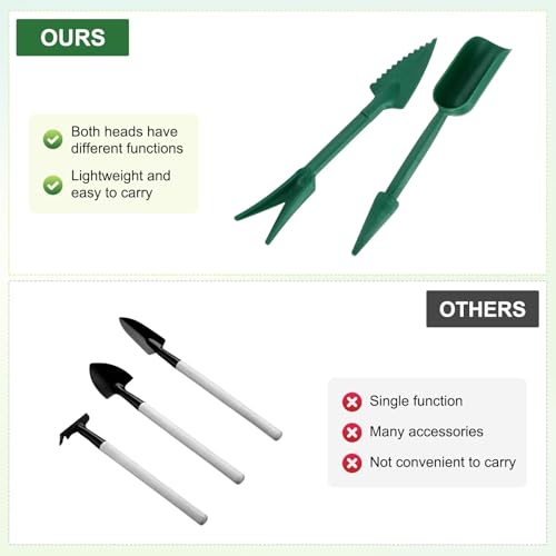 M METERXITY 6-Set Mini Gardening Tools, Plastic 2-in-1 Portable Garden Shovel Hand Tools Set Digging Scoops Kits for Plant/Seedlings/Transplanting/Succulent/Bonsai [Green,Blue] - color: Green,Blue