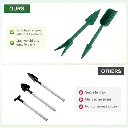 M METERXITY 6-Set Mini Gardening Tools, Plastic 2-in-1 Portable Garden Shovel Hand Tools Set Digging Scoops Kits for Plant/Seedlings/Transplanting/Succulent/Bonsai [Green,Blue] - color: Green,Blue