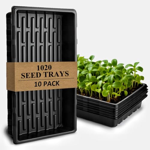10-Pack Heavy-Duty 1020 Seed Trays No Holes, Thick Plastic Plant Flats - size: 10-Pack No-Hole 1020 Trays