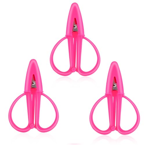 Mini Scissors, 3 Pcs 2.6x1.6 Inch Tiny Travel Scissors Portable Small Craft Scissor with Cover Stainless Steel Detail Sewing Scissor for DIY Embroidery, Paper Cutting, Sewing (Pink) - color: Pink