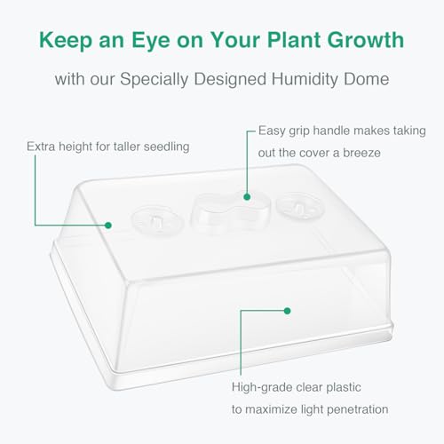 SOLIGT Thick Plastic 5-Set Strong Seed Starter Trays with 5" Humidity Domes | for Seed Starting, Germination, Seedling Propagation & Plant Growing, Holds 240 Cells in Total - size: 5 Set