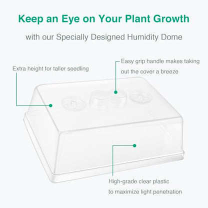 SOLIGT Thick Plastic 5-Set Strong Seed Starter Trays with 5" Humidity Domes | for Seed Starting, Germination, Seedling Propagation & Plant Growing, Holds 240 Cells in Total - size: 5 Set