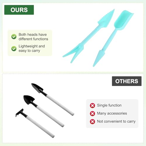 M METERXITY 6-Set Mini Gardening Tools, Plastic 2-in-1 Portable Garden Shovel Hand Tools Set Digging Scoops Kits for Plant/Seedlings/Transplanting/Succulent/Bonsai [Blue] - color: Blue