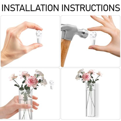 2 Pack Wall Mounted Glass Vase Set with Hooks High Borosilicate Transparent Hanging Flower Vase for Home Decor Dining Table