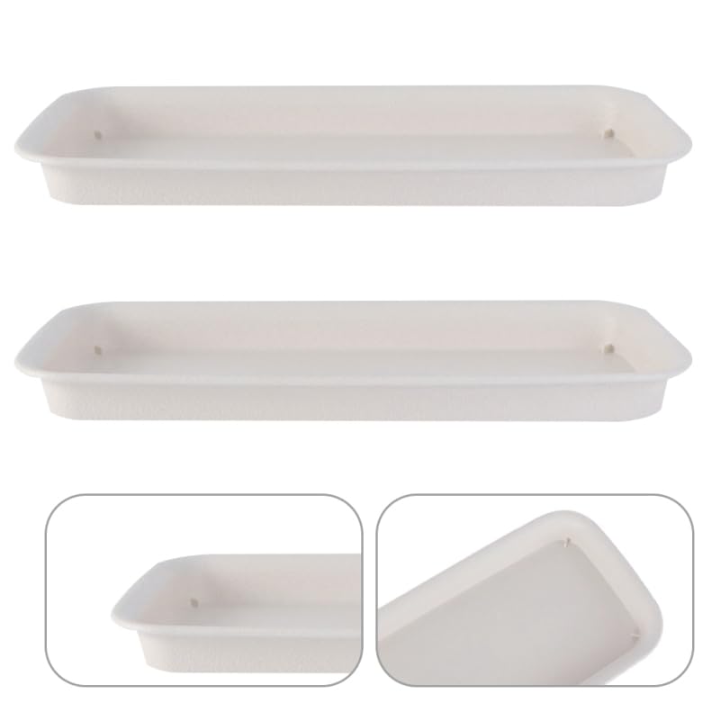 Healeved 3pcs Plastic Flowerpot Trays Rectangular Plant Saucer Elegant Square Plant Water Plate Bonsai Water Trays - size: 40.00X14.30X3.20CM