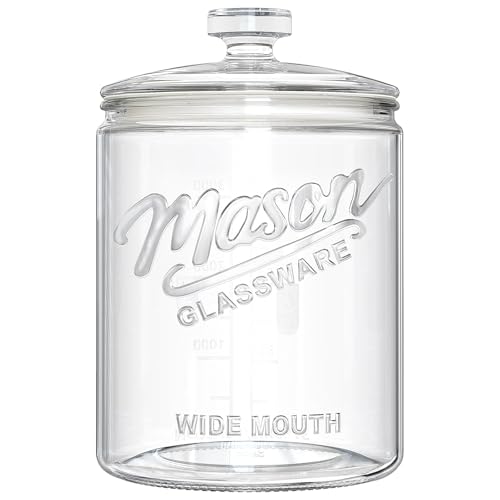Ritayedet 1 Gallon Glass Cookie Jar with Airtight Lid, Wide Mouth Mason Jar | Wide Mouth, Kitchen Canister for Candy, Coffee, Dog Treat Storage, Terrarium, Apothecary, Laundry Room, BPA Free, Durable - size: 1 Gallon, 1 Pack