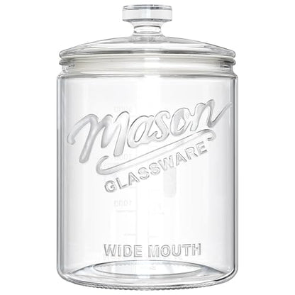 Ritayedet 1 Gallon Glass Cookie Jar with Airtight Lid, Wide Mouth Mason Jar | Wide Mouth, Kitchen Canister for Candy, Coffee, Dog Treat Storage, Terrarium, Apothecary, Laundry Room, BPA Free, Durable - size: 1 Gallon, 1 Pack