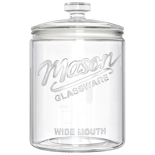 Ritayedet 1 Gallon Glass Cookie Jar with Airtight Lid, Wide Mouth Mason Jar | Wide Mouth, Kitchen Canister for Candy, Coffee, Dog Treat Storage, Terrarium, Apothecary, Laundry Room, BPA Free, Durable - size: 1 Gallon, 1 Pack