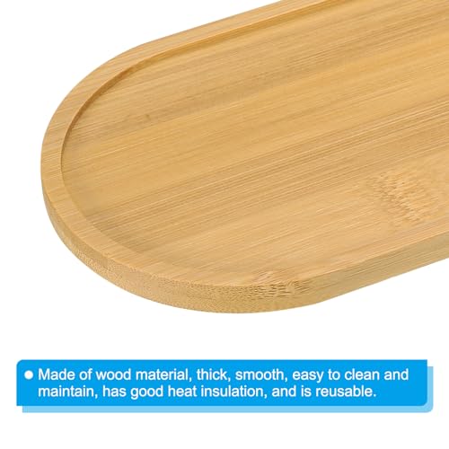 PATIKIL Bamboo Wood Saucer, 7x4 Inch Rectangular Wooden Plant Drainage Tray Bonsai Plants Saucer Succulent Pot for Home Balcony - size: 7.3" x 4.1" x 0.4"
