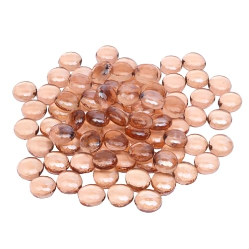 0.5 lb Champagne Glass Beads for Vases, Glass Pebbles, Champagne Flat Glass Marbles for Vase Filler Flower Candle Crafts and Wedding Decoration - color: Champagne, size: 0.5 LB