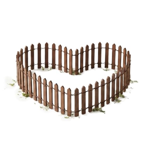 Fairy Garden Miniature Fence Accessories: Decorative Wooden Picket Fence | Indoor & Outdoor Christmas Village - for Kids Ages 4 to 8 - Festive Decor for Christmas and Halloween (Brown) - color: Brown