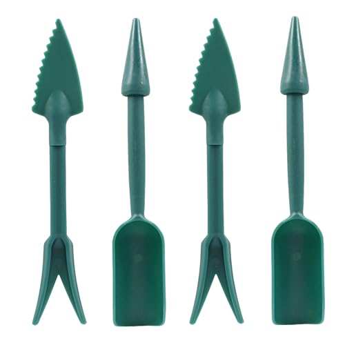Bivethoi Garden Hand Tools Transplanting Shovel Scoops Kits, Set of 4 - style: Dark Green