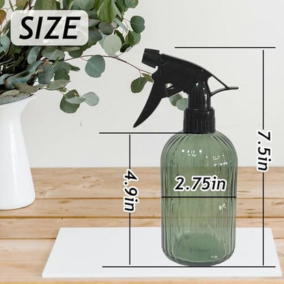 Green Glass Spray Bottle, Refillable Indoor Plant Mister,13.5oz Water Spray Bottle with Adjustable Nozzle,Plant Mister Spray Bottles for Indoor Plants, Cleaning, Hair Care, Pets Care(2pcs) - color: Green