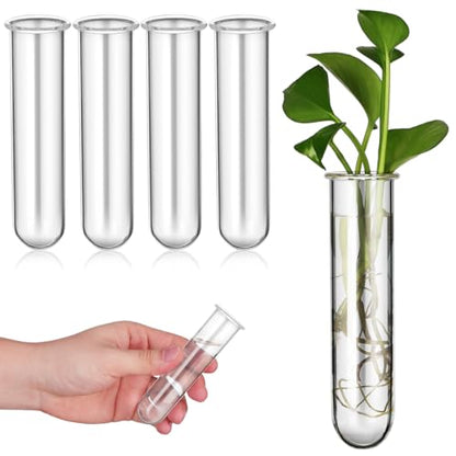 UKCOCO 5Pcs Glass Test Tube Vases 4.33 Inch Clear Propagation Tubes for Plant Cuttings Hydroponic Plant Holders Desktop Floral Arrangement for Home Office Decor