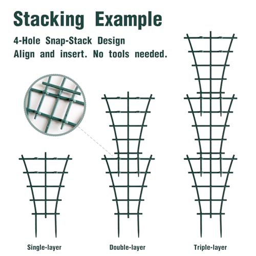 6 Pack Plant Trellis, Stackable Plastic Plant Support for Climbing
