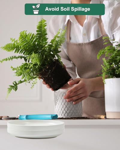 vensovo 9 Inch Ceramic Plant Saucer Pots Tray - 1 Pcs Modern White Planter Saucers for Indoor & Outdoor Plants, Large Pot Trays Perfect for 8 Inch 8.5 Inch 9 Inch Flowerpot