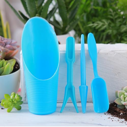 Soil Scoop for Indoor Plants - Plastic Mini Garden Plant Care Shovel Hand Tools Transplanting Succulent Cultivation Digging Scoops Kits, Blue - color: Blue