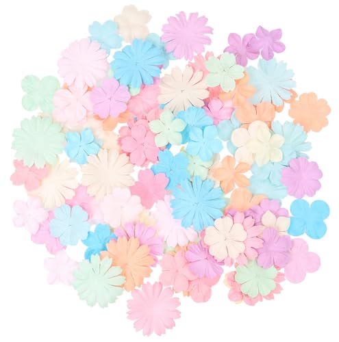 100 Pcs Handmade Mixed Mulberry Paper Flowers 30 mm - 1.5 Inch Scrapbooking Wedding DIY Craft Supplies Card. (Mixed Flowers Pastels) - color: Mixed Flowers Pastels