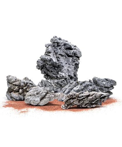 SubstrateSource Natural Aquarium Stones - Soft Grey to Bluish-Grey w/Subtle White Veins - Iwagumi Aquascaping Rocks, Freshwater Tanks, Betta Fish Tank, Shrimp, Cichlids - Boutique Seiryu, 30 LB - color: Boutique Seiryu, size: 30 Pounds