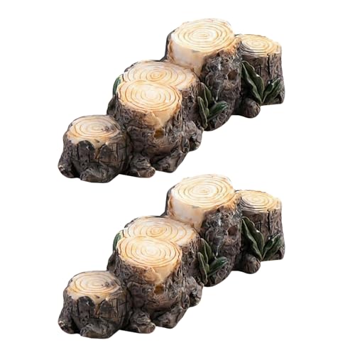 2Pcs Miniature Resin Stump Micro Landscape Fairy Garden Ornament Mini Doll House Outdoor Landscape Decor Outdoor Statues Garden Sculptures Outdoor Décor Miniature Landscape