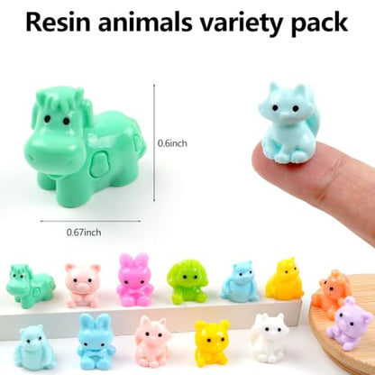 40PCS Mini Resin Animals Variety Pack, Tiny Resin Animal Figurines - color: Random Solid Color