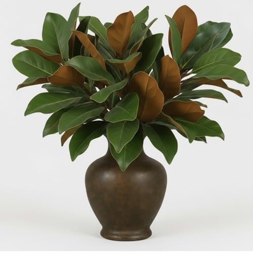 Suncalla 10 Pcs Artificial Magnolia Leaves Faux Stems Decor,17.72 Inches