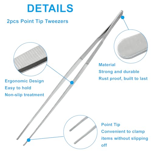 12 Inch Kitchen Tweezers Tongs, 2Pcs - size: 12" Point Tip