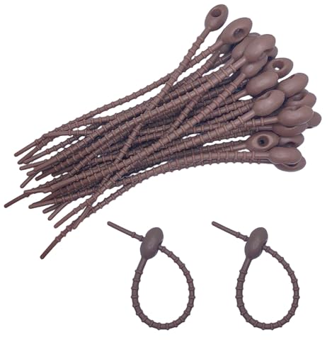 30pcs Silicone Self Locking Reusable Zip Ties for Fixing Bundling Organizing 4.7in Pastel Color Soft Cord Cable Strap Multi Purpose Twist Tie Clip for Garden Plant Home Kitchen Office (Brown) - color: Brown