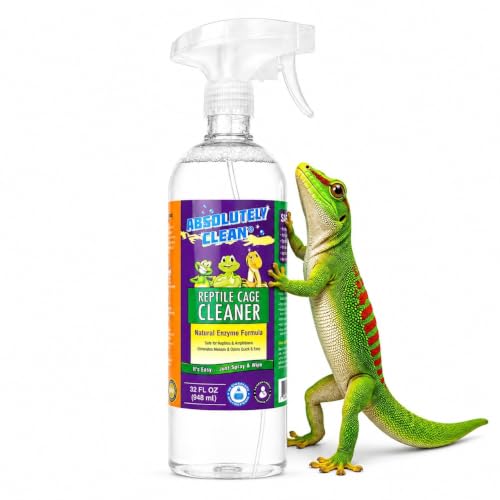 Absolutely Clean Amazing Reptile & Amphibian Terrarium Cleaner and Deodorizer - Just Spray/Wipe - Safely & Easily Removes Reptile & Amphibian Messes - USA Made (32oz Spray Bottle - Save 25%) - size: 32 Fl Oz (Pack of 1)