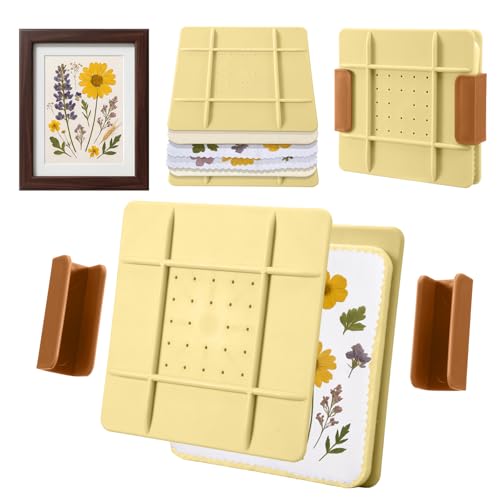 Lasnten 5 Inch Microwave Flower Press Kit Mini Plant Press for Kids and Adults Quick Pressing with Washable Cloth, Vibrant Color Retention for Crafts Pressed Flowers, DIY