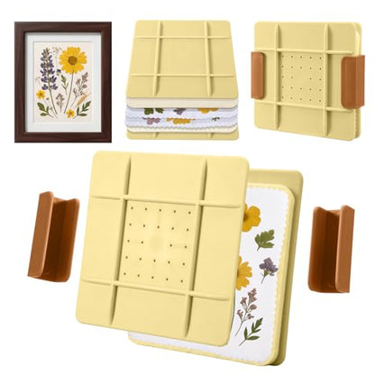 Lasnten 5 Inch Microwave Flower Press Kit Mini Plant Press for Kids and Adults Quick Pressing with Washable Cloth, Vibrant Color Retention for Crafts Pressed Flowers, DIY