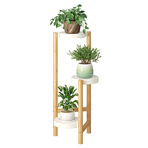 Plant Stand Indoor Outdoor Plant Rack 3 Tier 3 Potted Flower Holder Ladder Plant Stands for Balcony Window Living Room Garden Patio White