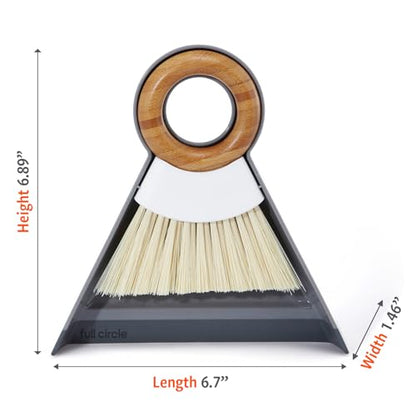 Full Circle Tiny Team, Mini Compact Brush & Dustpan Set, White - color: White