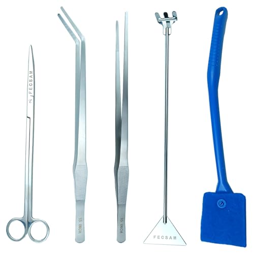 15 Inch Aquascaping Tools Kit - Tweezers Scissor Algae Scraper Rake Spatula