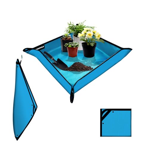 39.5"x39.5" Plant Transplanting Mat - Thickened Waterproof Potting Mat, Succulent Gardening Mat, Portable Repotting Mat for Mess Control, Indoor Outdoor Use (PVC-Blue) - color: Blue, size: 39.5" x 39.5" x 0.1"