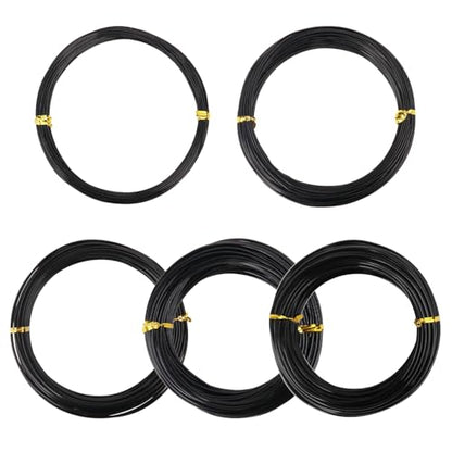 5 Roll Anodized Aluminum Bonsai Training Wire Kit with Bag, Black Bonsai Training Wire, Plant Wire Kit for Bonsai Artists & Beginners by Biugaaufai (1.0mm, 1.5mm, 2.0mm, 2.5mm, 3.0mm,5-Size 328 Feet) - size: 5 Rolls (1.0-3.0 mm, 328 ft total), style: Blac